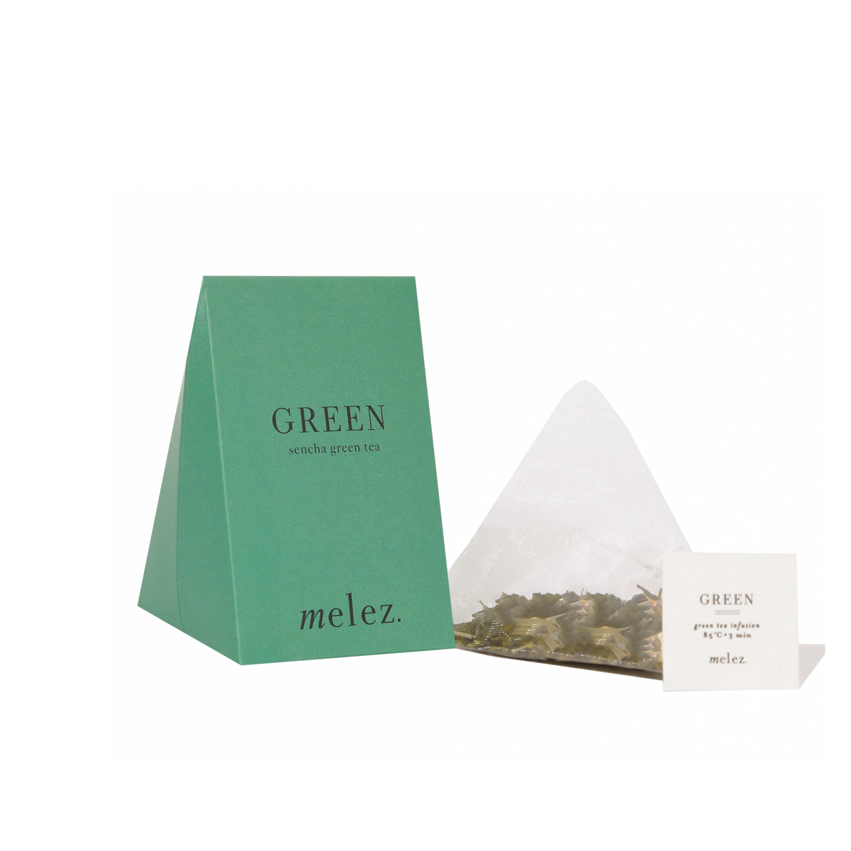 GREEN SINGLE PYRAMID BOX JAPANESE GREEN TEA 8 PYRAMIDS
